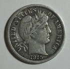 1915 P Barber Dime 90% Silver US Coin 10c  XF Full Liberty