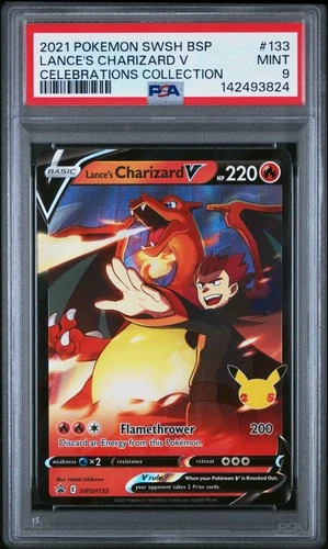 2021 POKEMON SWSH BLACK STAR PROMO CELEBRATIONS COLL LANCE'S CHARIZARD V PSA 9