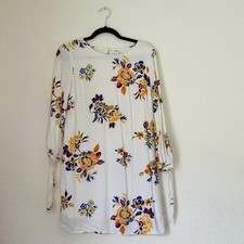 Old Navy Floral Mini Dress Women S White Colorful Long Sleeve Peasant Cottage