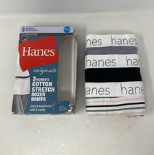 Hanes Originals Women  s Ultimate 3-Pack Cotton Stretch Boxer Briefs, Assorted
