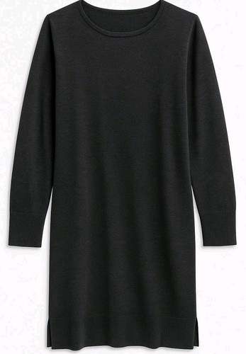 Eileen Fisher Merinowolle Tunika Pullover Kleid L grau leise Luxus Capsule *Mangel*