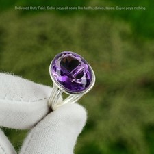 925 Silver February African Amethyst Stone Wedding Statement Ring Jewelry Size 7