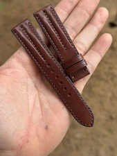 Brown double ridge leather watch strap Real Veg Watch band Customized Size
