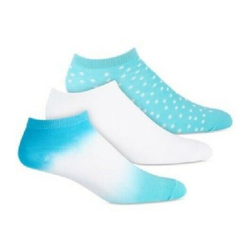 Jenni Ladies 3-Pk. Tie-Dyed Dot Socks Turquoise White, NWT - Picture 2 of 3