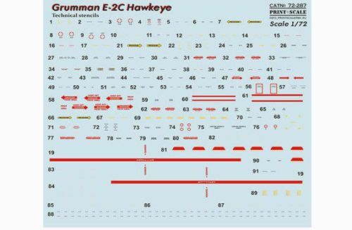 Print Scale 72-287 - 1/72 Wet Decal For Grumman E-2 C Hawkeye Aircraft - Picture 9 of 12