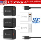 Us Plug Usb+Type-C Fast Rapid Charger Cube Block &3ft Cable For iPhone Motorola