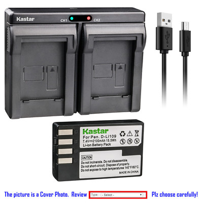 Kastar Battery Dual Charger for Pentax D-Li109 D-BC109 & Pentax K