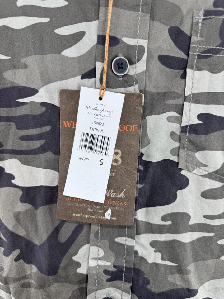 Camisa Weatherproof Garment Co Para Hombres Camuflada De Colección Con Botones Manga Larga Talla Pequeña Foto 3 de 4