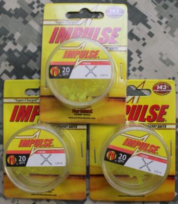 Northland T-Bone IMPULSE Ice Fishing 3 PACKS=60 BAITS IBTB1D-10 1.25'' Chartreuse
