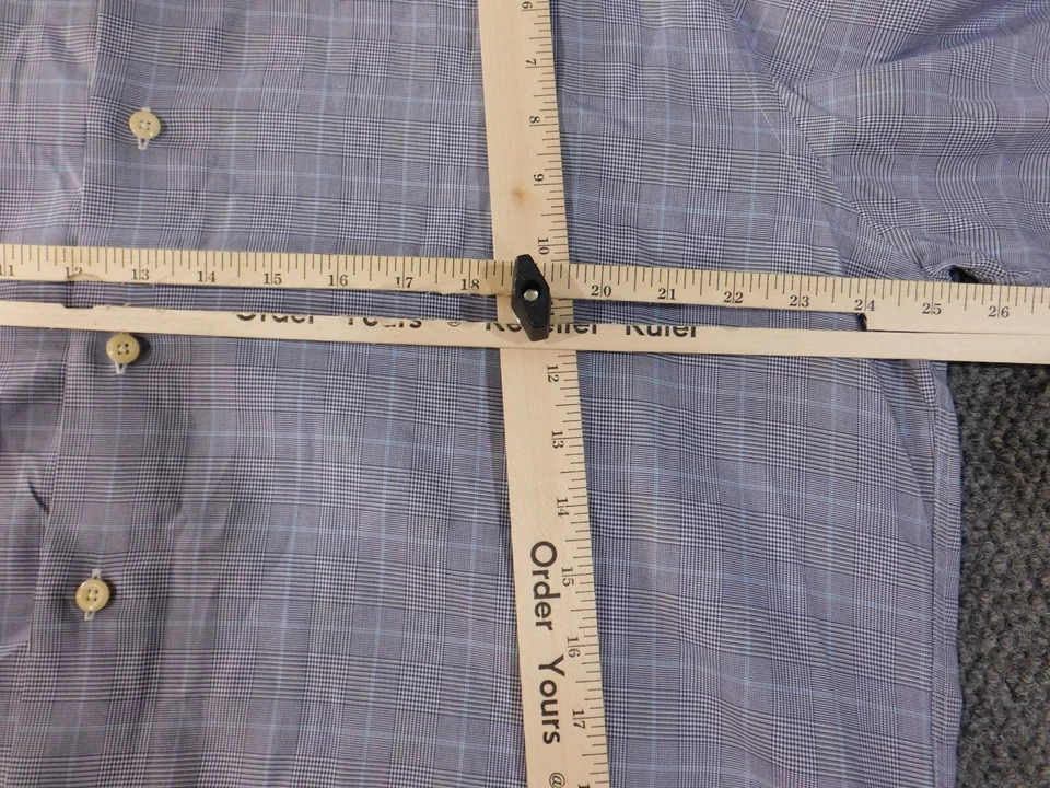 david donahue dress shirt 17 34/35 purple mens plaid button up formal - Image 4 of 4