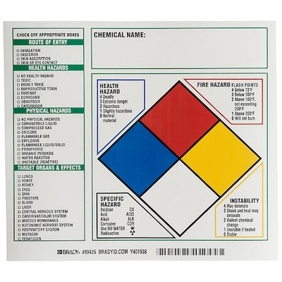 Brady 99425 Nfr Label,7 In. H,8 In. W,Pk100