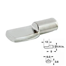 1/4 Inch PIN SPOON SHAPED SHELF SUPPORT NICKEL PLATED