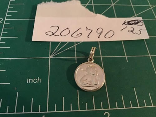 STERLING SILVER ANGEL CUPID MINI ROUND PENDANT CHARM