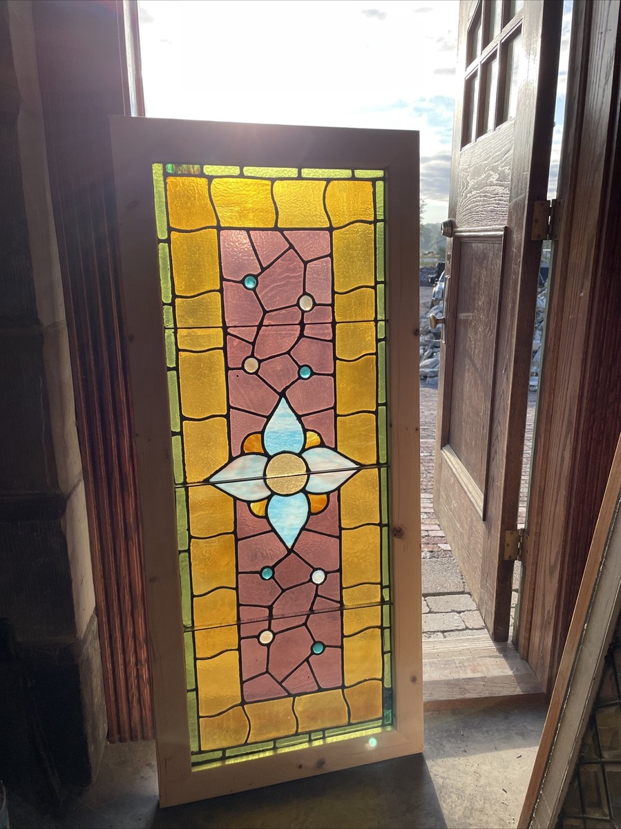 SG3772 antique Eastlake Stained Glass Window 22.75 x 52.75 | eBay