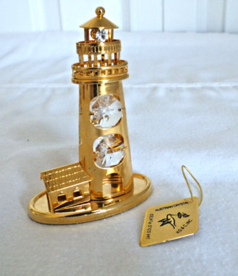 KG&C Austrian crystal temptations LIGHTHOUSE  24K gold plate mini miniature 3.5''