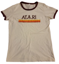 Atari Retro Logo T-Shirt - Preowned - Cream and Purple - Size Kids XL