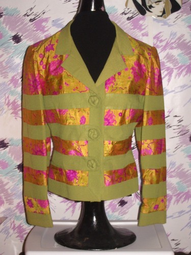 Vint Custom tailored exceptional lady's silk dress/jacket 60's floral 6-8 - Picture 3 of 10