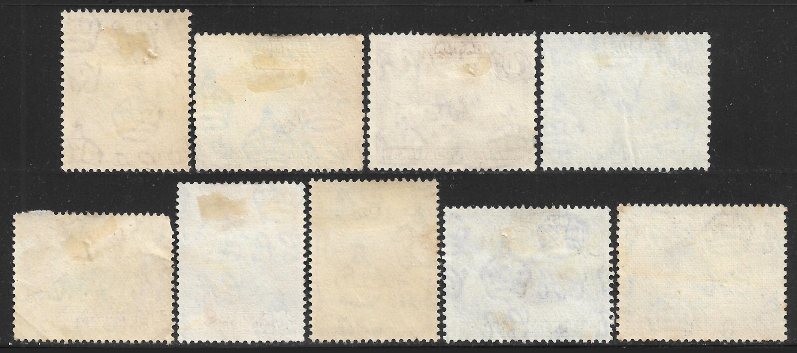 1938 KUT 9 Used Stamps (Miche l 52bC,53,55A,56A,58C,60D,62D,65IIC,66C