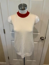 Missoni Cream Cashmere Sleeveless Shimmering Mockneck Sweater, Sz 8 (US) 44 (IT)