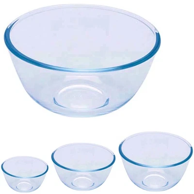 Pyrex Round Mixing Glass Bowl Dish Microwave Ovenproof Baking Clear 0.7/1/2.0/3L - Image 1 of 4