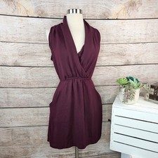 Wilfred Sleeveless Dress Women's Size S Purple Wrap Front with Pockets