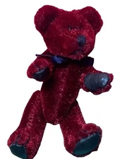 Boyds Bear Jointed Mini Bear Burgundy Plush 3" Vintage Tiny Treasure