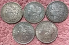 LOT OF 5 - MORGAN SILVER DOLLAR COINS.   XF / AU.+ / DETAILS  PRE. 1921 LOT # 2
