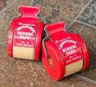 Old Vtg Pair of Advertising Wood Spool Dennison Transparent Mending Tape No. 2