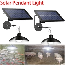 2X LED Solar Pendant Light Outdoor Indoor Solar Powered Motion Sensor Shed Light