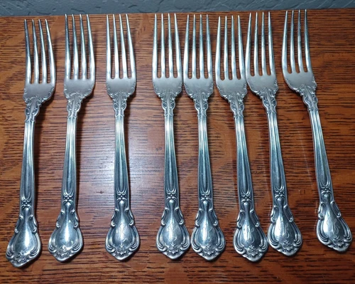 8 Gorham Chantilly Sterling Silver Dinner Forks 7 1/2"  Monogrammed 488 Gm JB9C