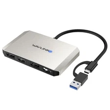 USB 3.0/USB C to DisplayPort HDMI Adapter Dual Monitor Hub for Windows Mac