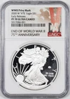 2020-W NGC PF70 American Silver Eagle End of World War II V75 Privy Mark