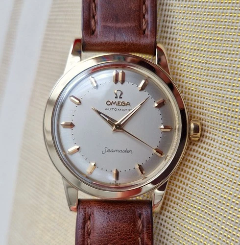 Vintage Swiss Omega Seamaster automatic watch, 14k solid gold, 500-GX6546, runs
