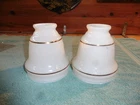 2 Vtg 5" Bell Shaped Milk Glass Lamp Shade Light Fixture Replacement Gold Banded