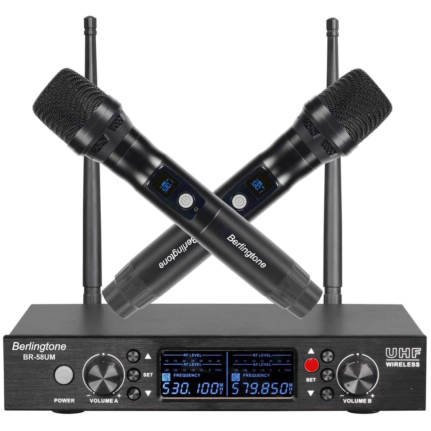-Berlingtone Wireless Microphone System, 2 Handheld Dynamic Microphones,120- ...
