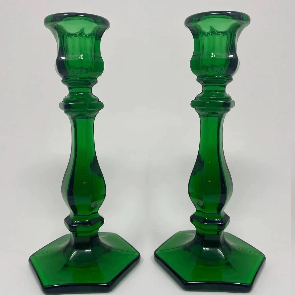 Mosser Glass Panel Candlestick Candleholders