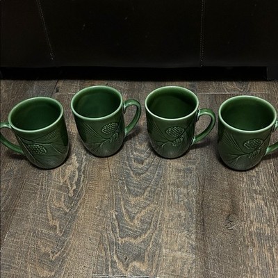 Lenox Rustic Pine Mug 3962918  Green Ceramic Pinecone Mugs Set of 4