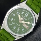 VINTAGE REFURBISHED SEIKO 5 AUTOMATIC 6309A JAPAN MENS GREEN WATCH a441761-1