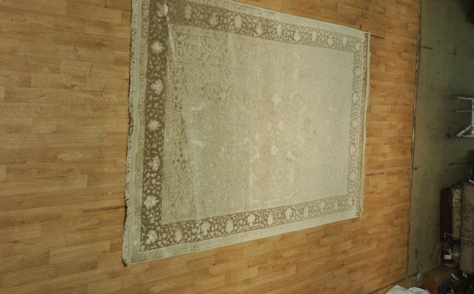 Alfombra de transición de lana y seda 6x9 de felpa suave elevada B-78842 Foto 2 de 4