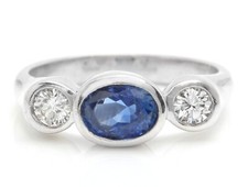 1.72 Carat Natural Blue Tanzanite and Diamonds in 14K Solid White Gold Ring