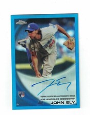 2010 Topps Chrome Blue Refractor John Ely Rookie Autograph Card #'d /199 Dodgers