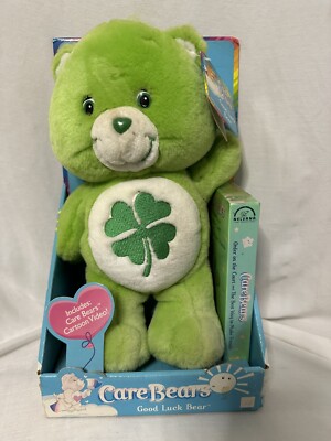 2003 Play Along  Good Luck Care  Bear 12'' Plush w/VHS Tape-Sealed & New in Box
