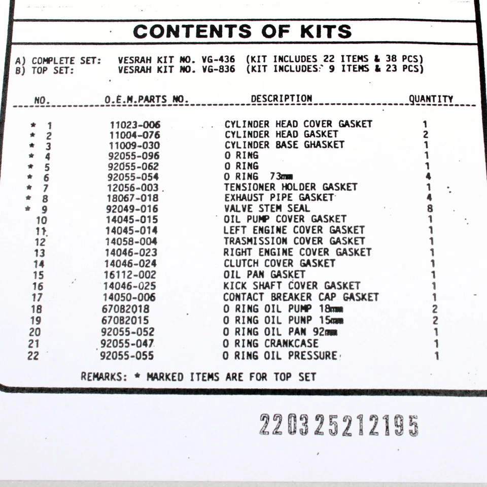 Engine gasket set complete for Kawasaki Z 1000 A (KZT00A) 77-79 - Image 3 of 3