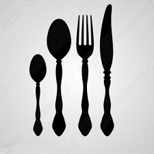 CUTLERY SET KITCHEN Reusable Stencil A6 A5 A4 A3 A2 A1 A0  Wood Furniture Cafe15
