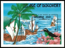 Tanzania 1990 - Age of Discovery, Columbus - Souvenir Sheet - Scott 559 - MNH