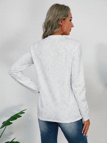 Women White Cute Cat Graphic Print Casual Long Sleeve Crew Neck Sweatshirt Tee - Imagen 2 de 5