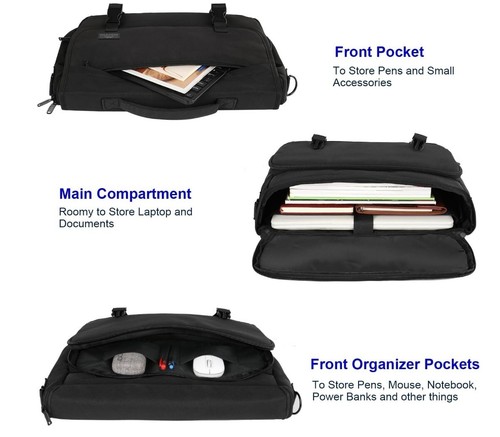 Messenger Bag for Men, Briefcases Lightweight Men's Laptop Bag 15.6 inch Water - Picture 2 of 8