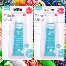 2 x Fabric Glue 50ml Textile Sewing Hemming Clothes Hem Strong Washable Adhesive