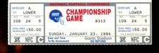 Football Ticket New York Giants 1994 1/23 NFC Championship Phantom