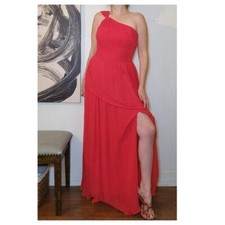 NWT BCBGMaxAzria Women Red One Shoulder Pleated Gown Dress Sleeveless Size Small